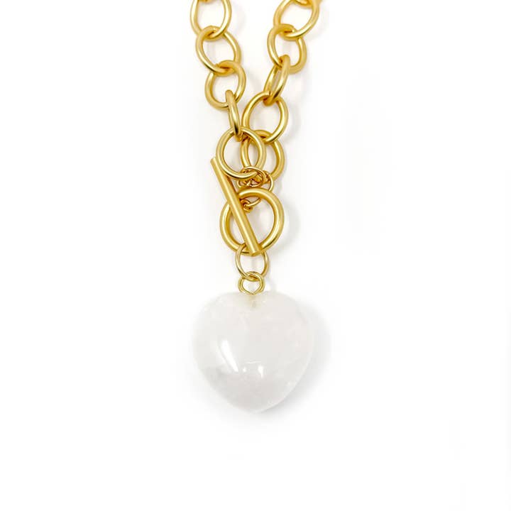 Heart & Soul White Jade Heart with Circle Loop Toggle Necklace for wholesale by PowerBeads by jen