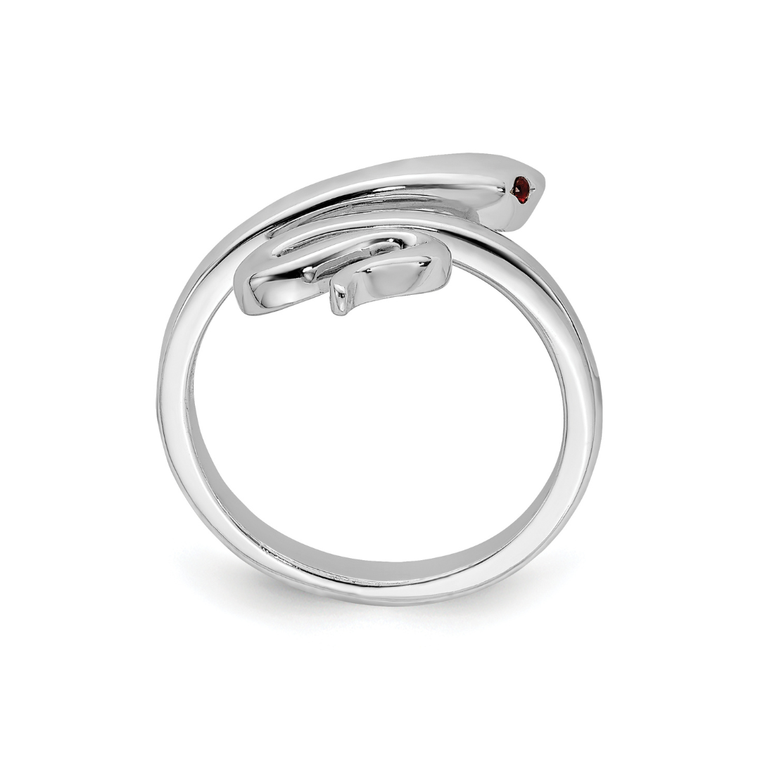 FCJ Jewelry LLC - Wholesale Cocktail/statement ring - Sterling Silver Snake Toe Ring with Lab-Created Ruby1