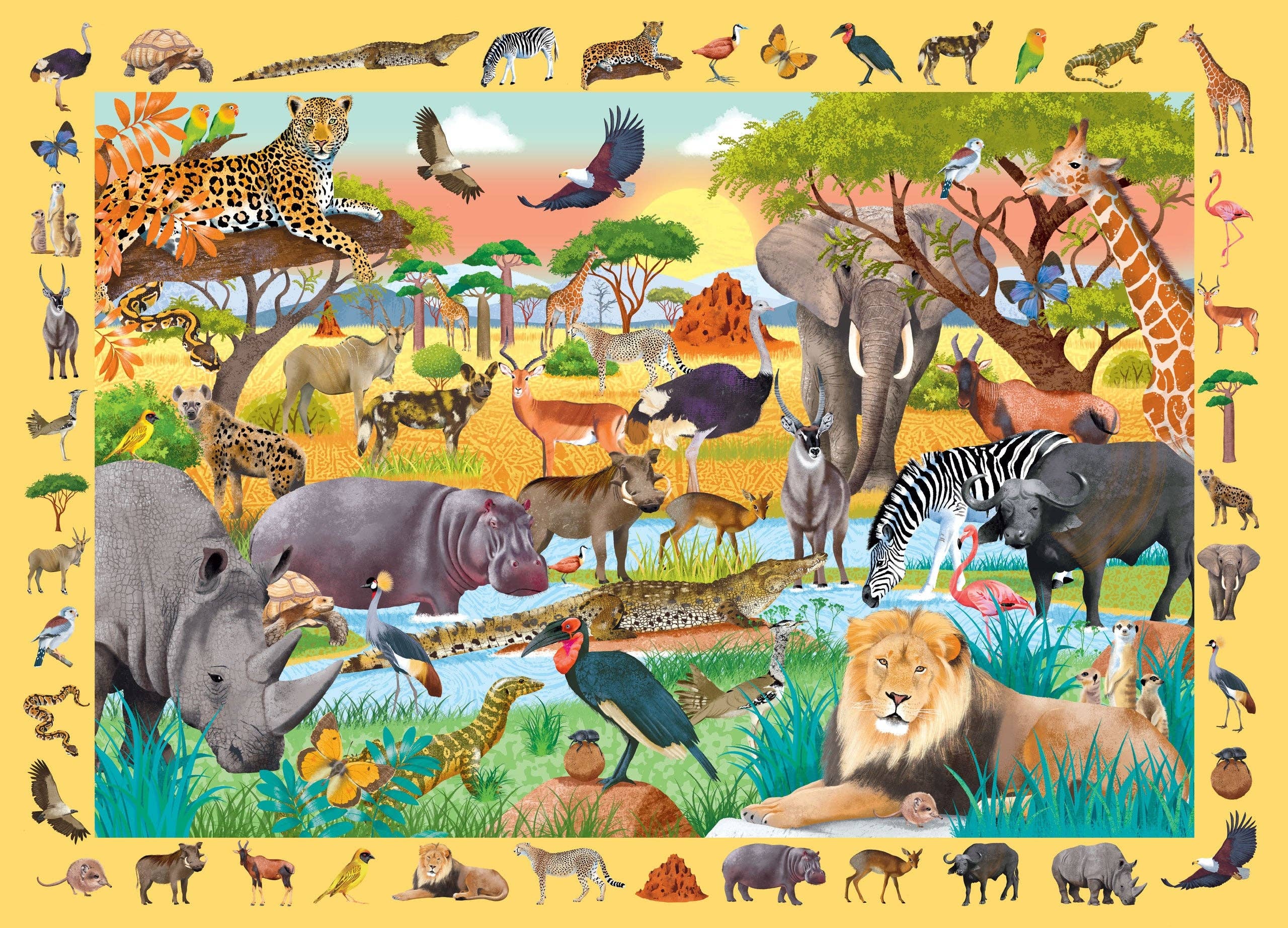 Peter Pauper Press - Wholesale Puzzle - Kids - Safari Seek & Find 100-Piece Jigsaw Puzzle1