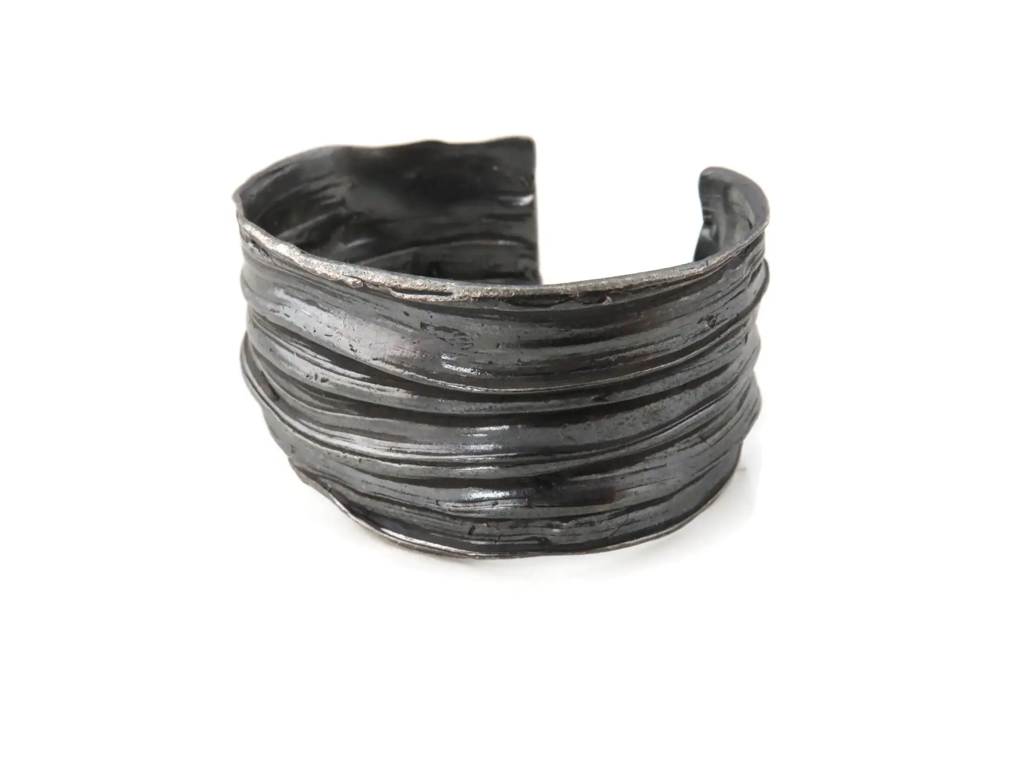 Kimya Joyas - Wholesale Cuff Bracelet - Wide Oxidized Silver Cuff Bracelet, Organic Black Jewelry6