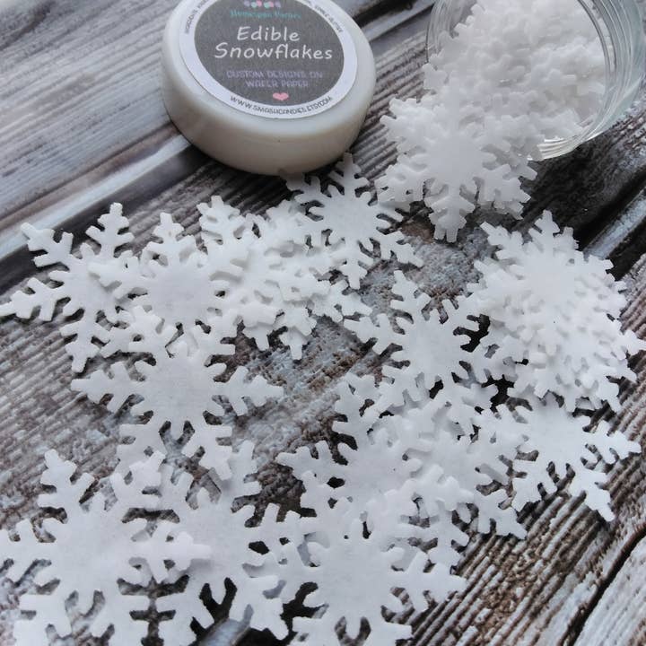 Homespun Parties - Wholesale Cake Decorating Kit - Mini White Snowflakes Wafer Paper Edible Cake Decorations