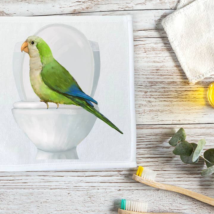 MerikaArt – Engroshandel Vaskeklud – Quaker Parakit Toilet Siddepind Vaskeklud – En Sjov Nødvendighed for Fugleelskere3