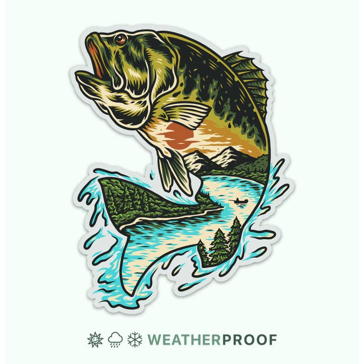 Fishing Bass Stickers | Lake Camping Outdoor Vacation Summer for wholesale by Bloom & Wander