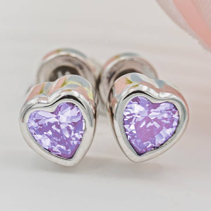 Sterling Silver Birthstone Heart Earrings Baby & Children for wholesale by Cherished Moments