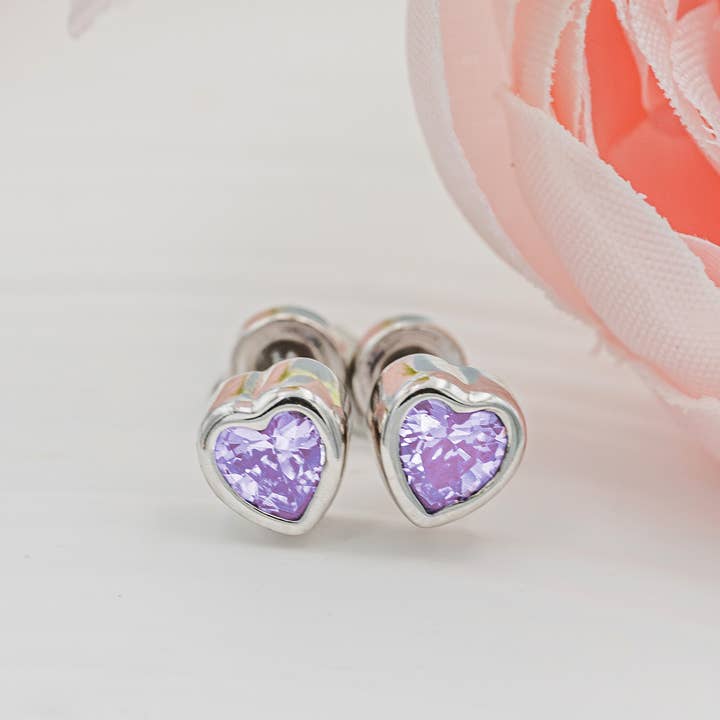 Sterling zilveren geboortesteen hartoorbellen Baby & kinderen voor wholesale door Cherished Moments