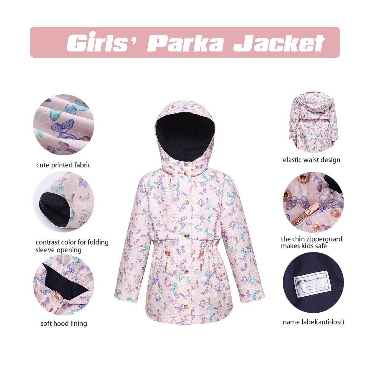 Rokka & Rolla - Wholesale Windbreaker - Kids - Girls' Light Rain Jacket Hooded Trench Coat5