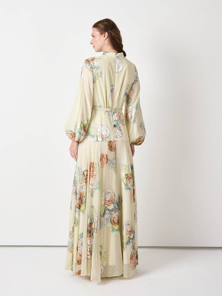 Store WF - Wholesale Dress – Women's - Floral Belted Devoré (burnout) Velvet Effect Maxi Dress10