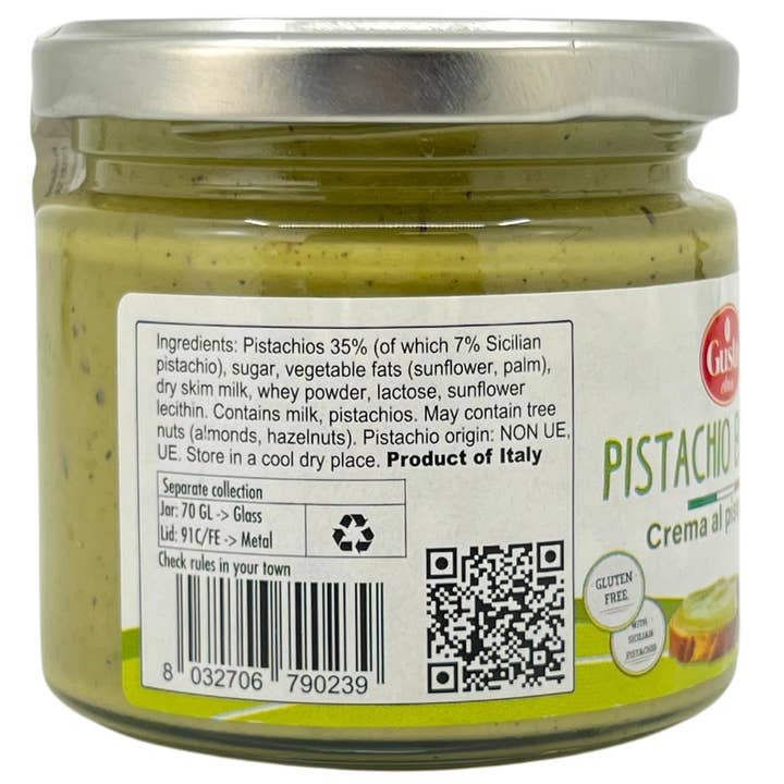 Wholesale Italian Food - Wholesale Nut Butter - Gusto Etna Pistachio Cream Butter - 28% Pistachio , 6.7 oz (190g)1