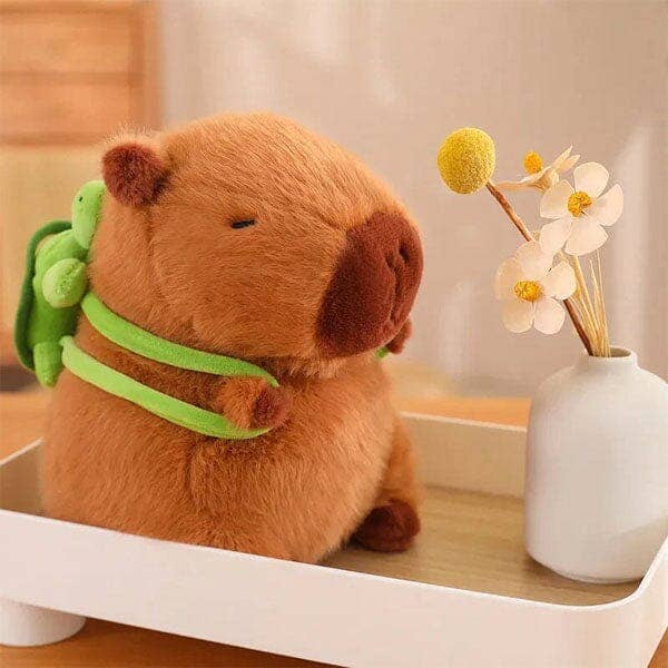 Showcase - Wholesale Stuffed/Plush Toy - Kids & Baby - Capybara 9" Kawaii Plush w/ Turtle Backpack Squishy Pillow Toy6