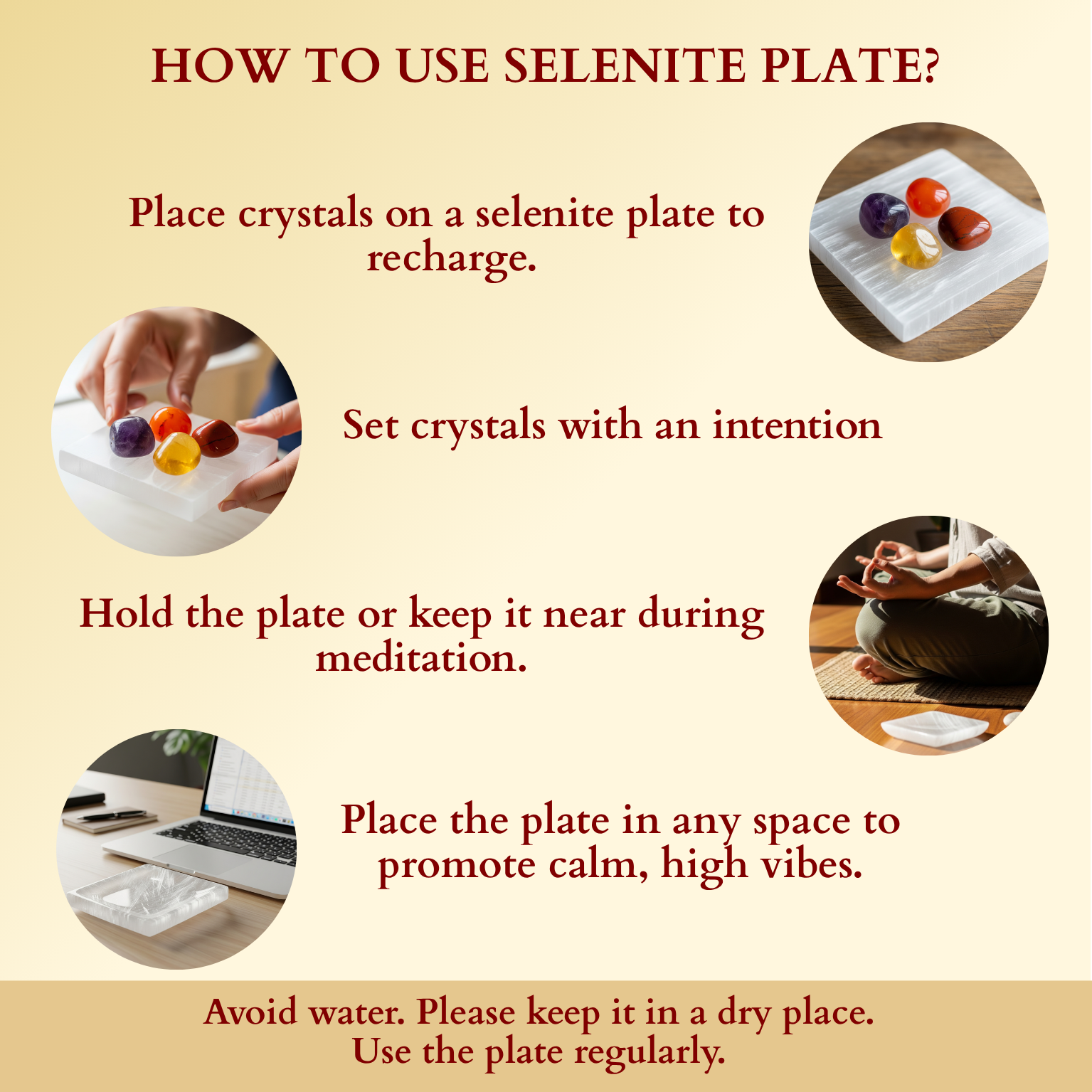 Soothing Crystals - Wholesale Crystal Charging Plate -  4" Selenite Plate | Tree of Life Moon & Sun Selenite Plate6
