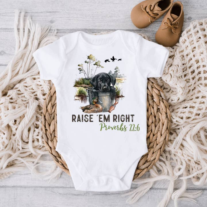 Raise Em Right Lab Proverbs Baby-Strampler, Schwarz für den Großhandel von AvaryMaeInspirations