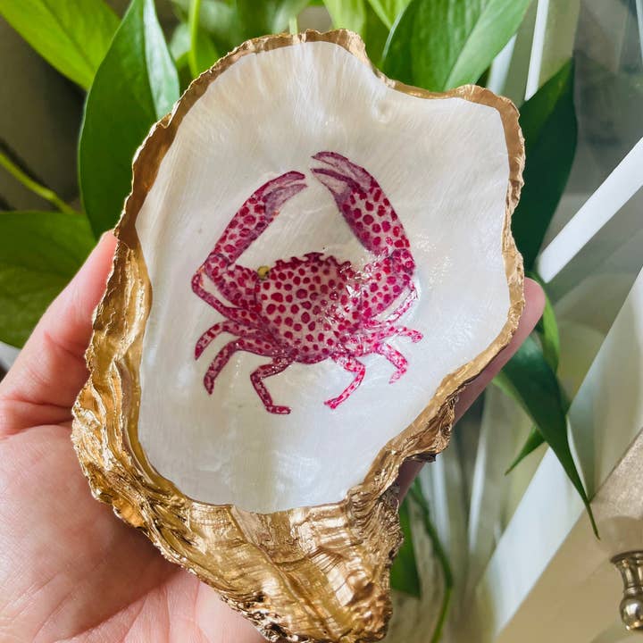 Shells by Shea - Wholesale Jewelry Dish - Oyster Shell Trinket Dish, Pink Crab Trinket Dish3