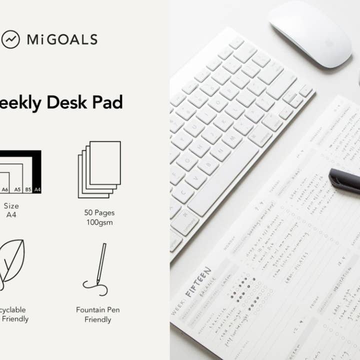 Bloc de escritorio MiGoals, lista semanal de tareas, tamaño A4 (PVP 8€) para venta al por mayor de MOXON