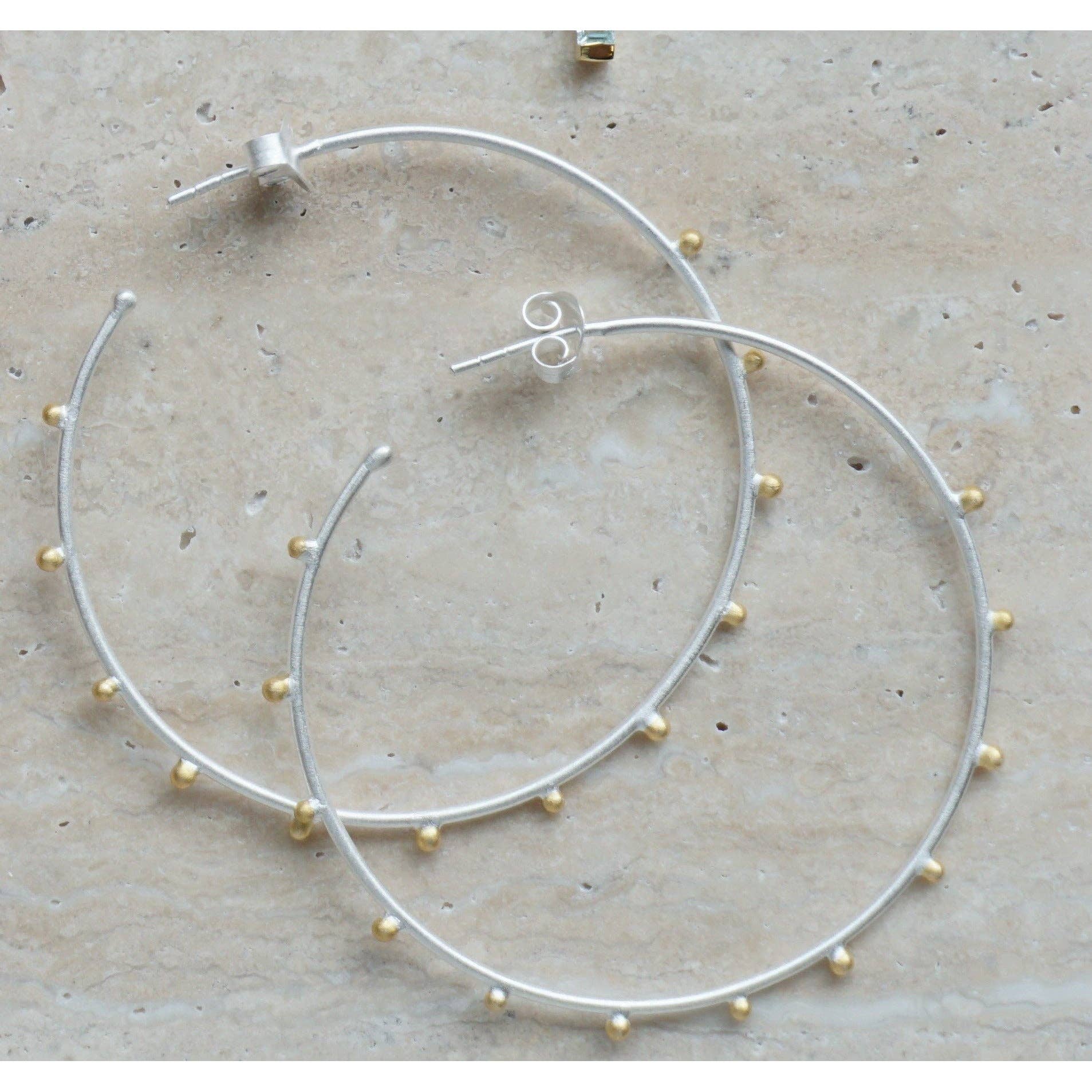 Treisi - Wholesale Hoop Earrings - Gold and Silver Dotted Hoop Earrings0