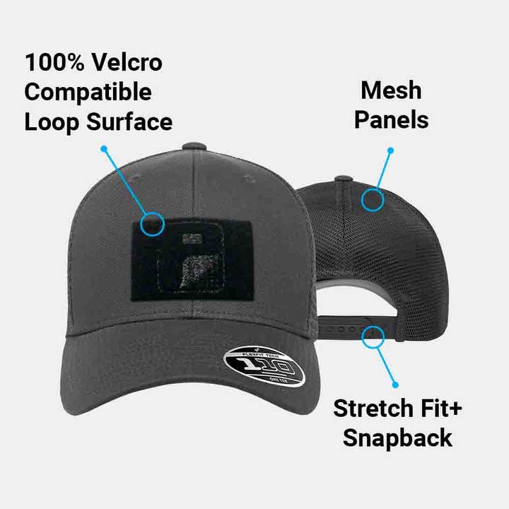 Pull Patch - Wholesale Trucker Hat - Unisex - Trucker Curved Bill Flexfit + Snapback Hat by Pull Patch (Charcoal)1