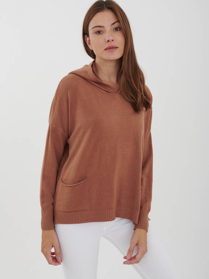 LEL-P22284 knitted sweater with hood for wholesale by ORNELLA PARIS