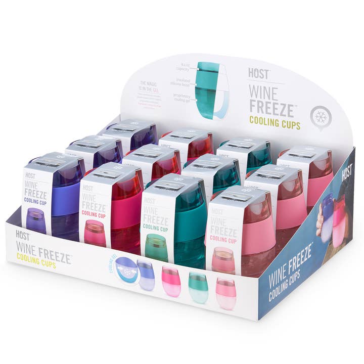 HOST - Wholesale Wine Glass - Wine FREEZEâ„¢ Cooling Cups - Asst Tinted Colors - CDU of 12
