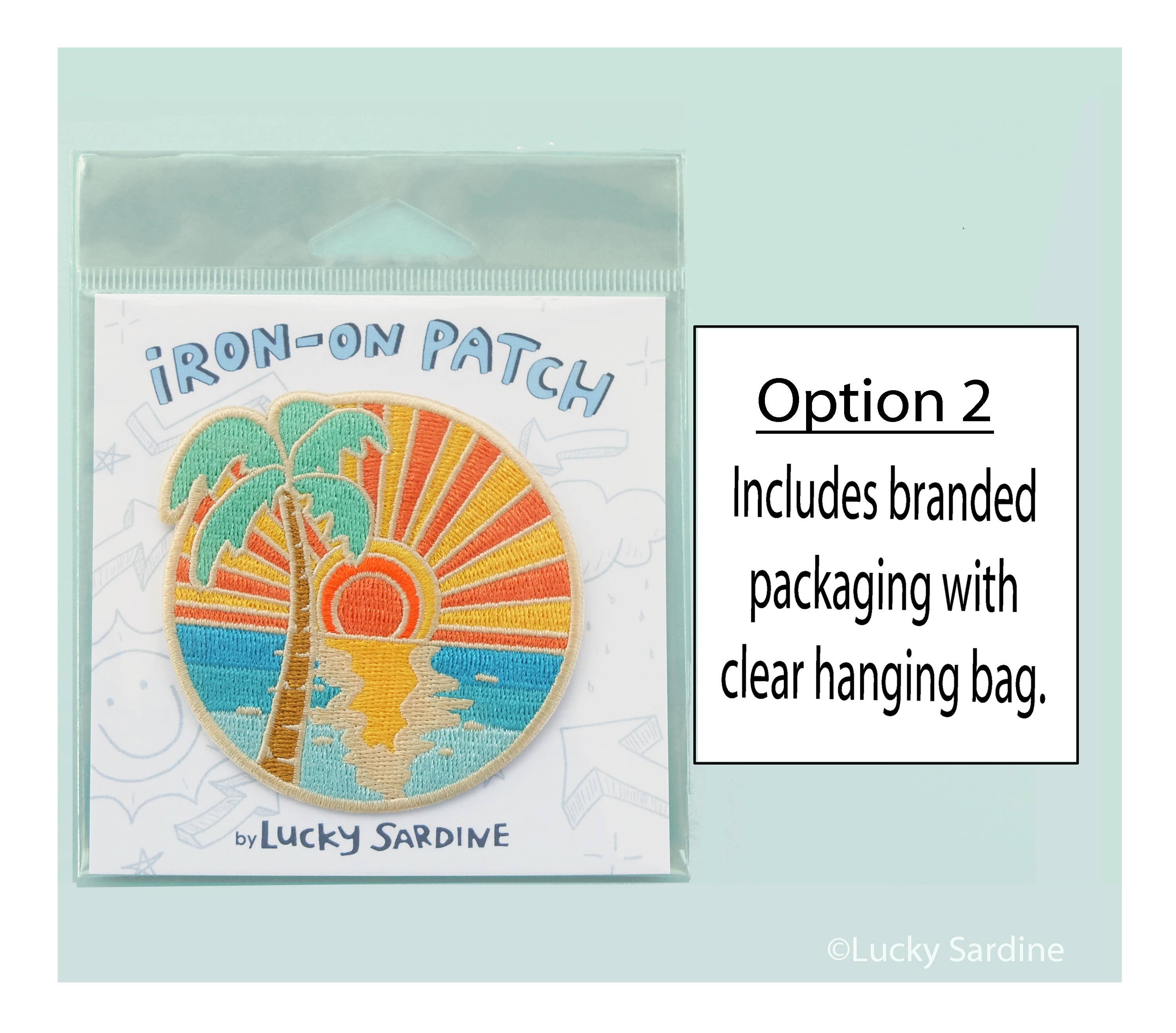Lucky Sardine - Wholesale Patch - Ocean Sunset Palm Tree, Island Embroidered Iron-On Patch1