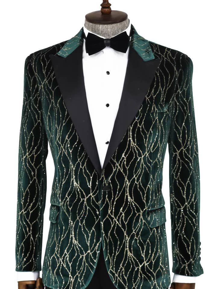 Gemusterter dunkelgrüner Ballblazer für Herren - Wessi für den Großhandel von Wessi