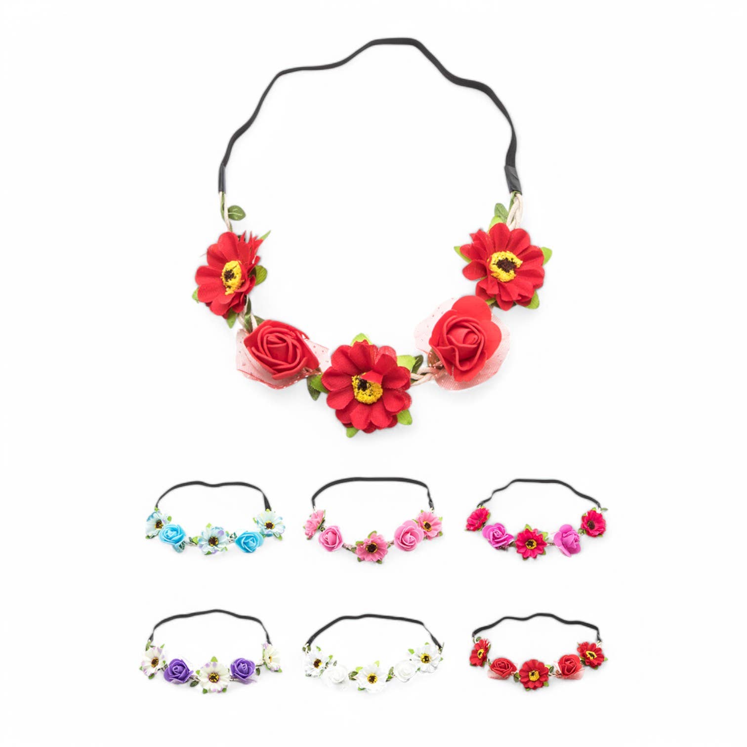 LA Jewelry Plaza - Vendita all'ingrosso Fascia per capelli - Donna - Set di Cerchietti per Capelli con Fiori Multicolore0