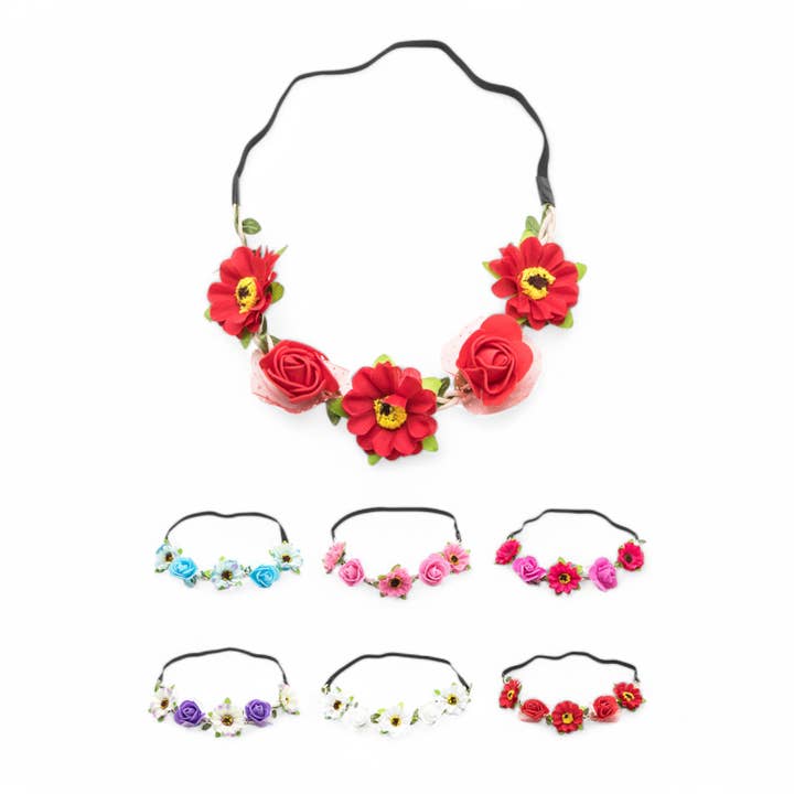 LA Jewelry Plaza - Vendita all'ingrosso Fascia per capelli - Donna - Set di Cerchietti per Capelli con Fiori Multicolore