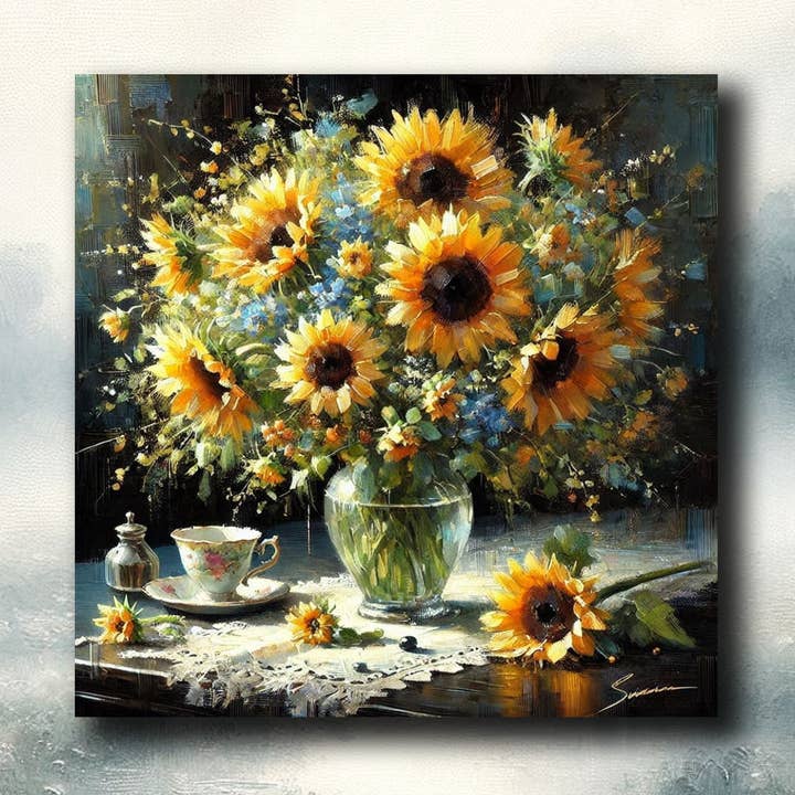 Bouquet Flowers 1465 Fridge Magnet 55x55mm Handcrafted for wholesale by frostedgrey