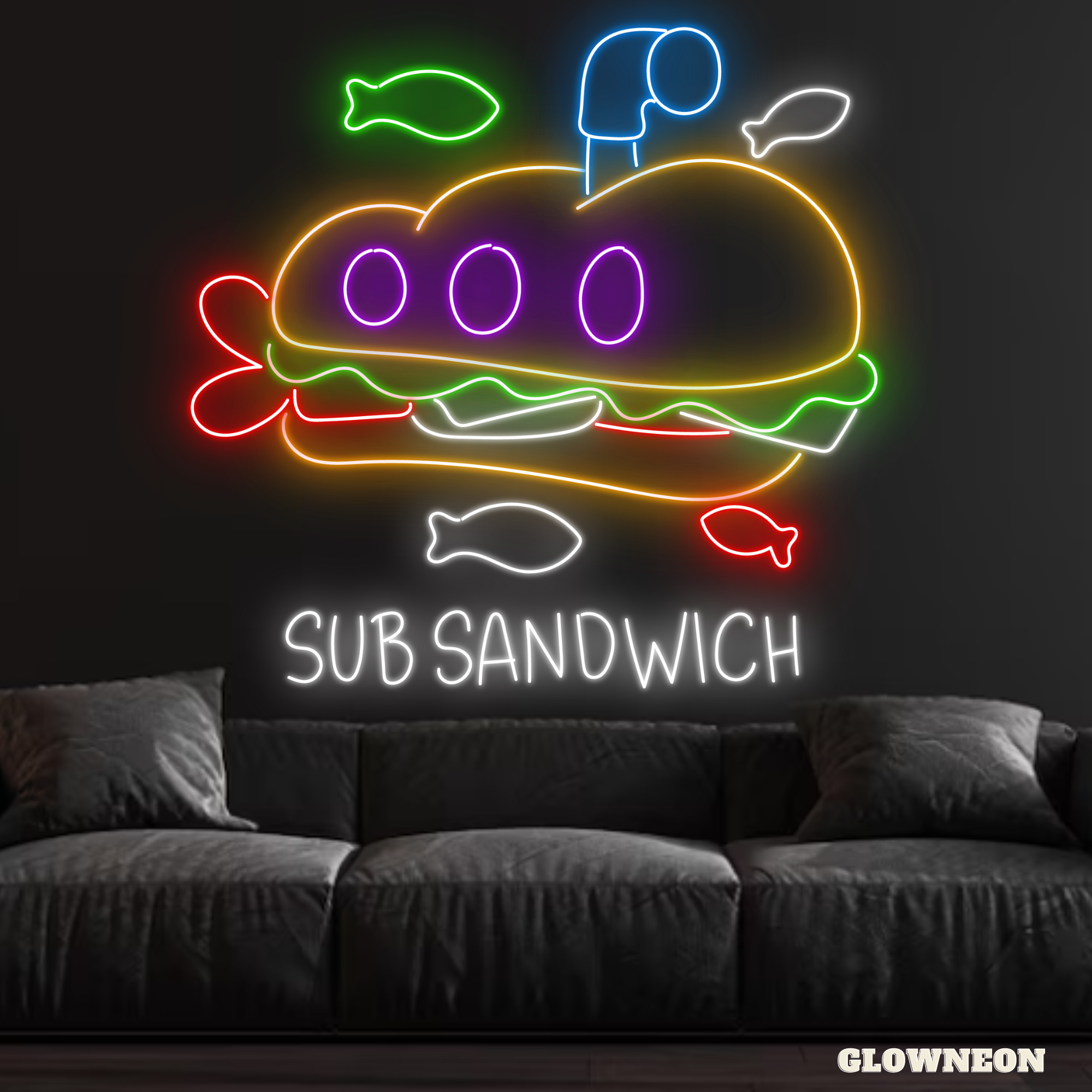 Glow Neon - Wholesale Neon Sign - Sub Sandwich Neon Sign, Sandwich Decor, Fast Food Shop Decor0