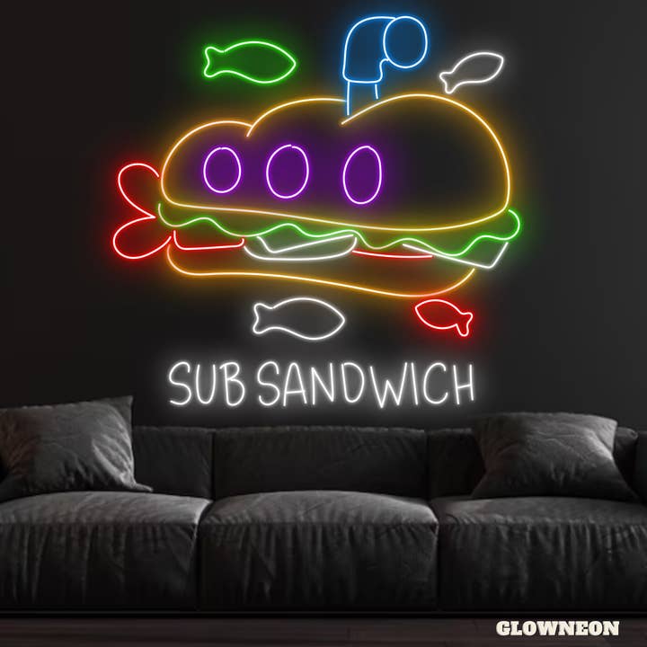 Glow Neon - Wholesale Neon Sign - Sub Sandwich Neon Sign, Sandwich Decor, Fast Food Shop Decor