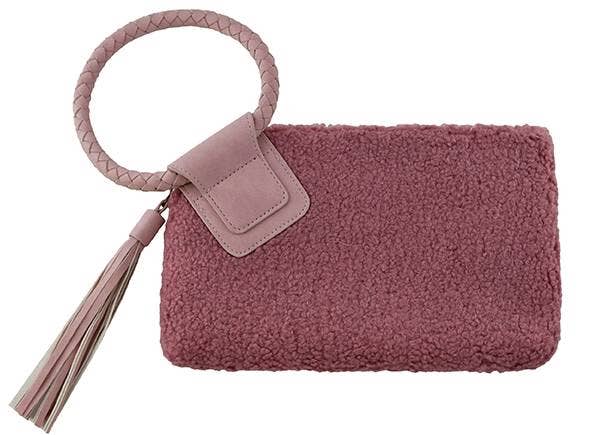 MiMi Wholesale - Wholesale Wristlet - BP204SH Sherpa Cuff Handle Tassel Wristlet/Clutch10
