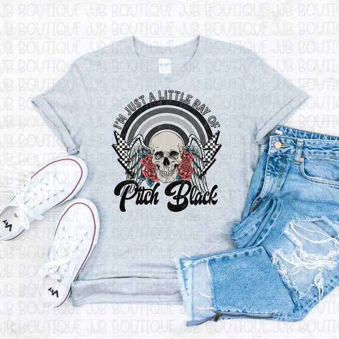 Camiseta Little Ray of Pitch negra para venta al por mayor de Rockin’ 5A Apparel