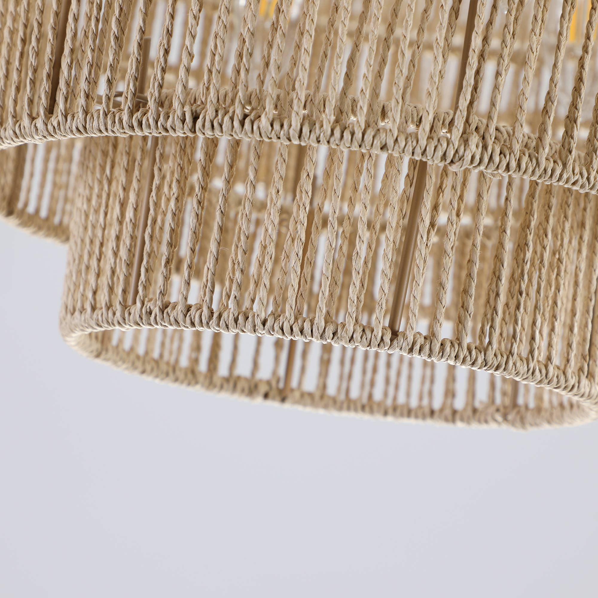 Wood Bohemian Woven 5-Tier Large Rattan Pendant Light for wholesale on Faire9