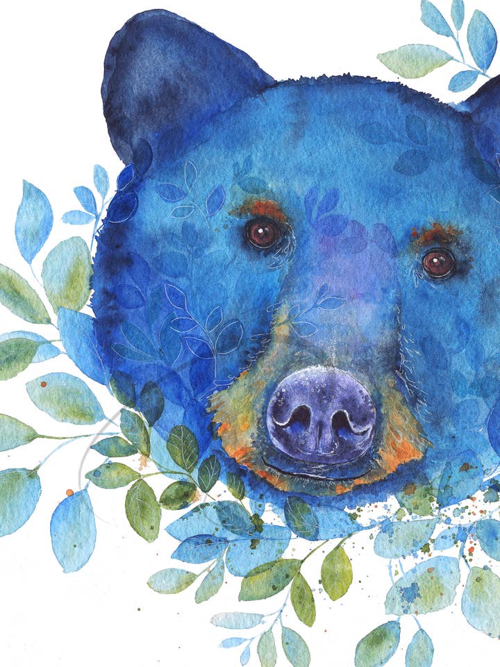 Impresión de arte en acuarela - Bluebeary - Oso Bayas para venta al por mayor de Oladesign