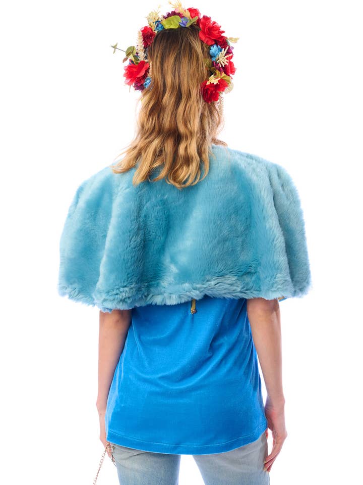 Teal Grace Kelly Reversible Fur Cape for wholesale on Faire1