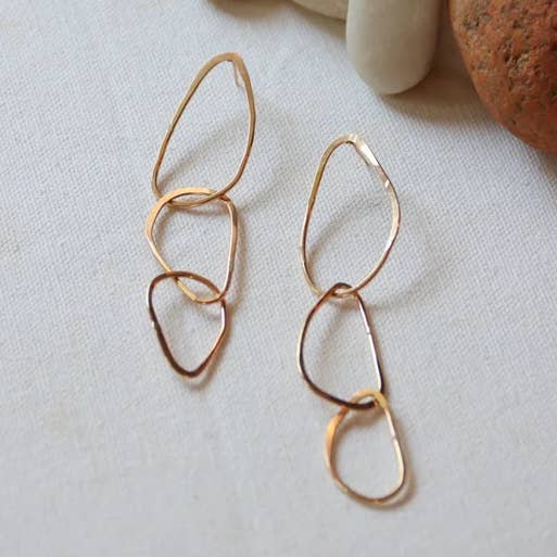 Verso - Wholesale Dangle Earrings - Riverstone Earrings, Gold-Filled, Medium0