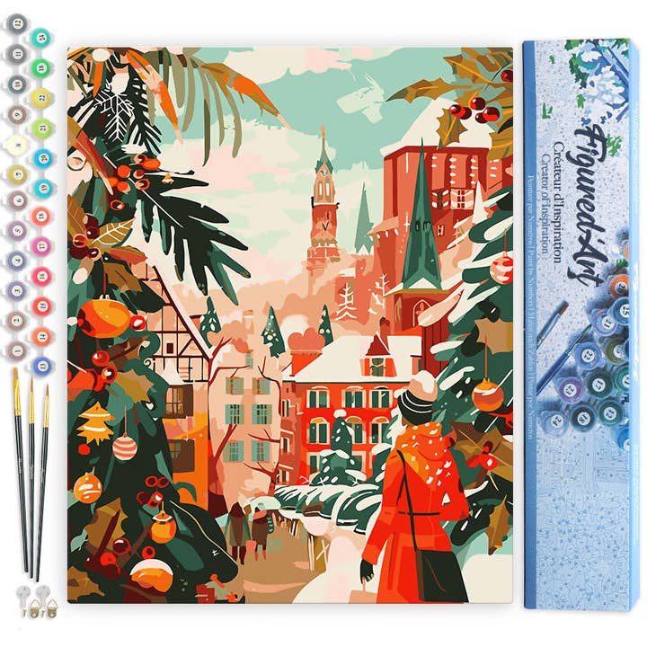 Paint by Numbers rolled - Holiday Market Scene for wholesale by Figured'Art