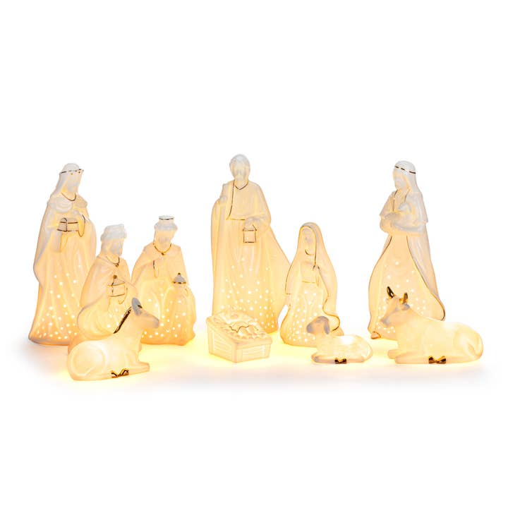 Ceramic LED Nativity Figures - Set of 10 for wholesale by DEMDACO