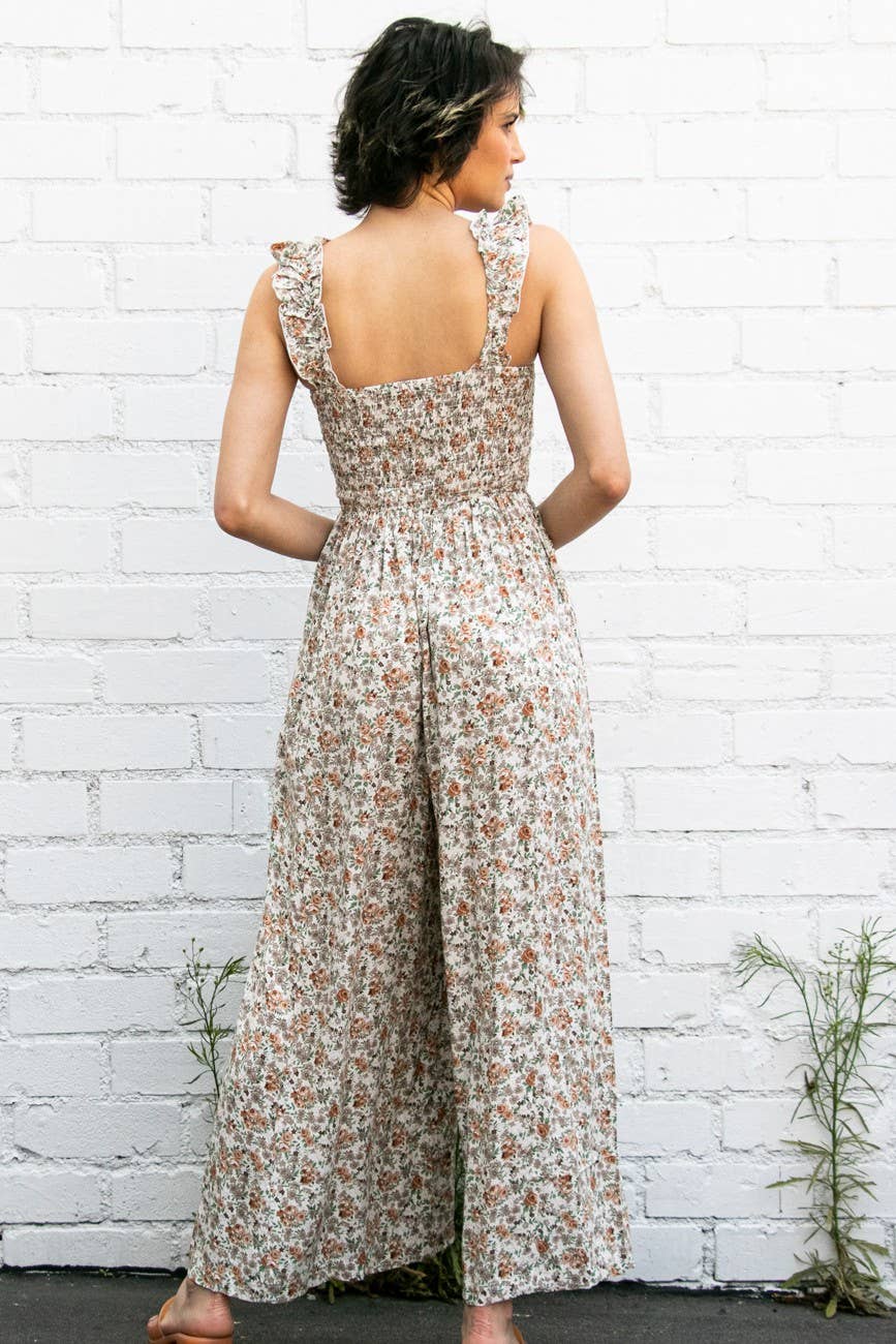 Elloh Collection - Wholesale Jumpsuit - Women's - Super Comfy Ruffle Strap Smocked Floral Jumper Jumpsuit3