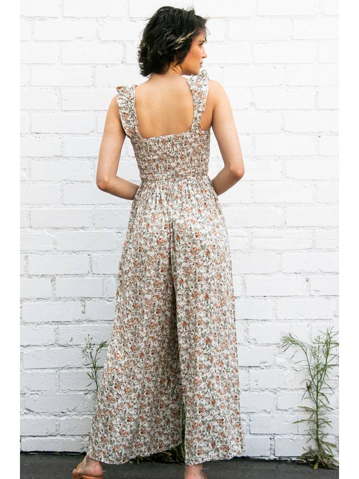 Elloh Collection - Wholesale Jumpsuit - Women's - Super Comfy Ruffle Strap Smocked Floral Jumper Jumpsuit3
