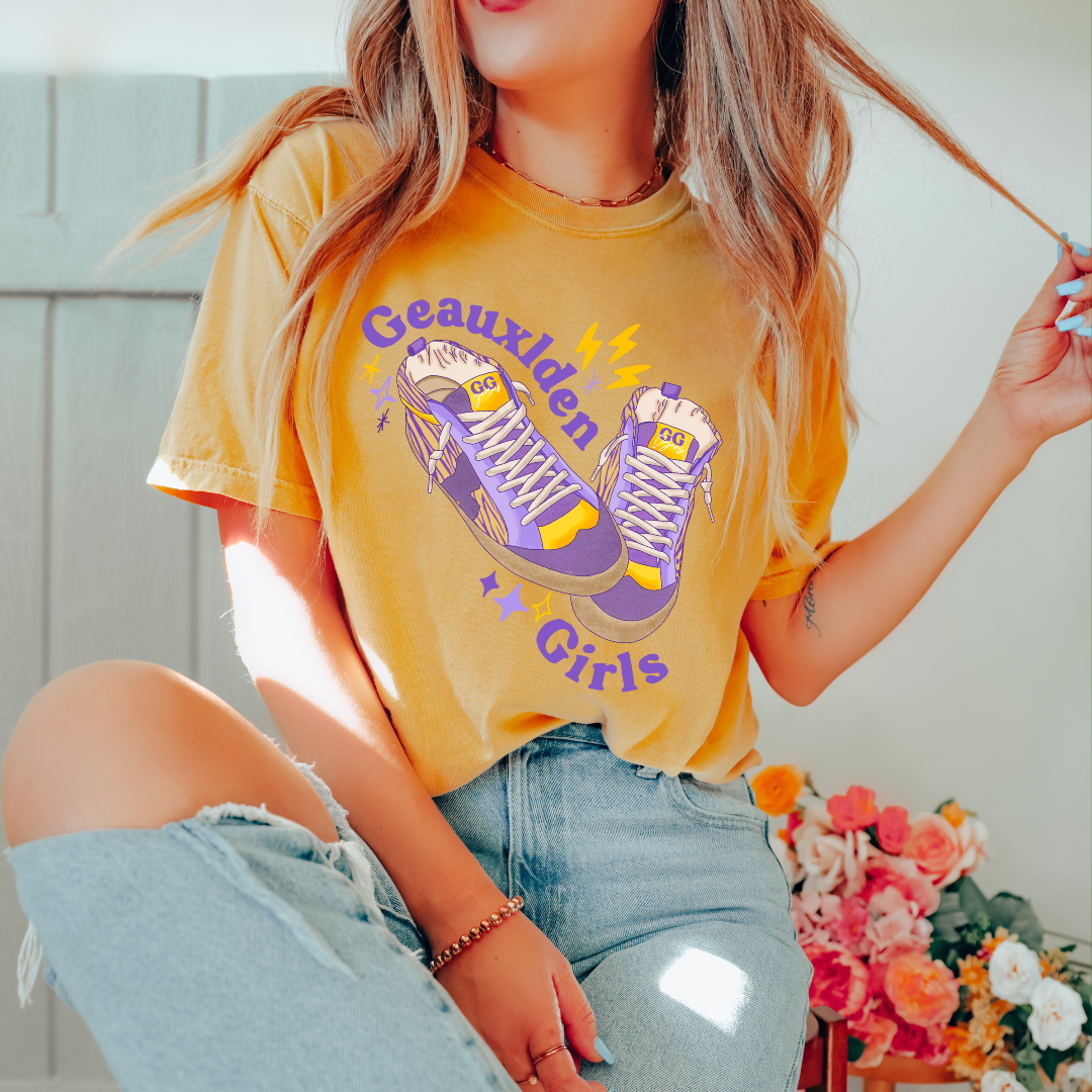 Pink House On River Road - Wholesale Screen Printed T-Shirt - Women's - Geauxlden Girls LSU Tigers Game Day Graphic Tee2