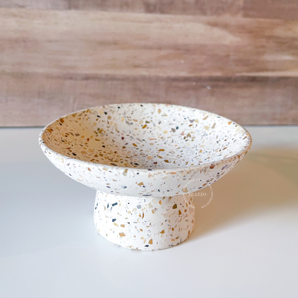 Trazzo - Wholesale Decorative Plate/Dish/Bowl - Pearl Terrazzo Pedestal Bowl4