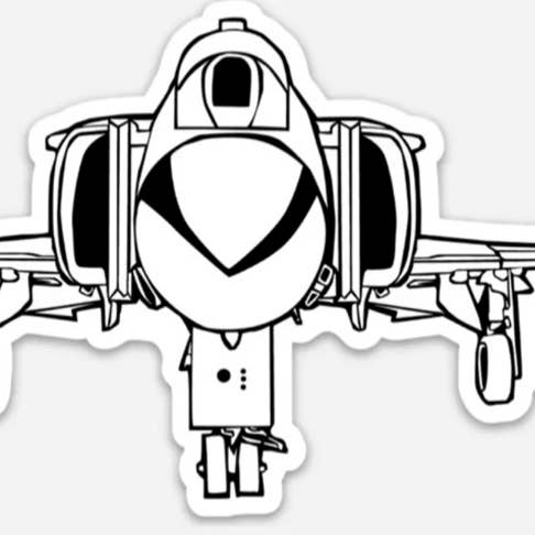 F4 Phantom angreb Jet Vinyl klistermærke Pen og blæk Illustration for engroshandel hos Bellavance Ink