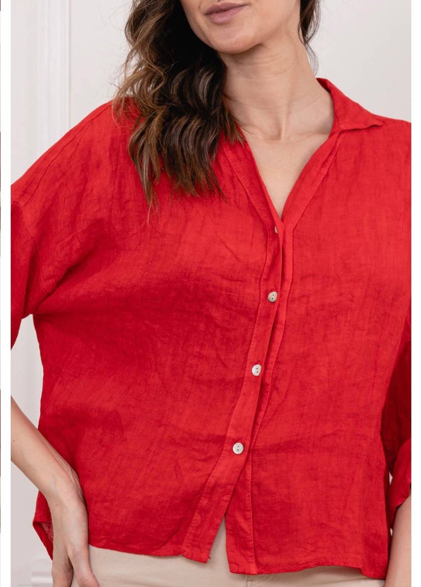 LINEN & COTTON HOUSE - Vente Chemise à col boutonné – femme - CHEMISE EN LIN. 48902 NINA55