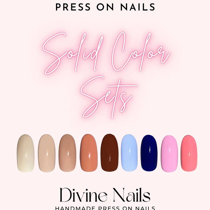 Divine Dulcet - Vente Faux ongles/vernis en patch - Ensemble de 20 ongles à presser peints à la main en couleur unie