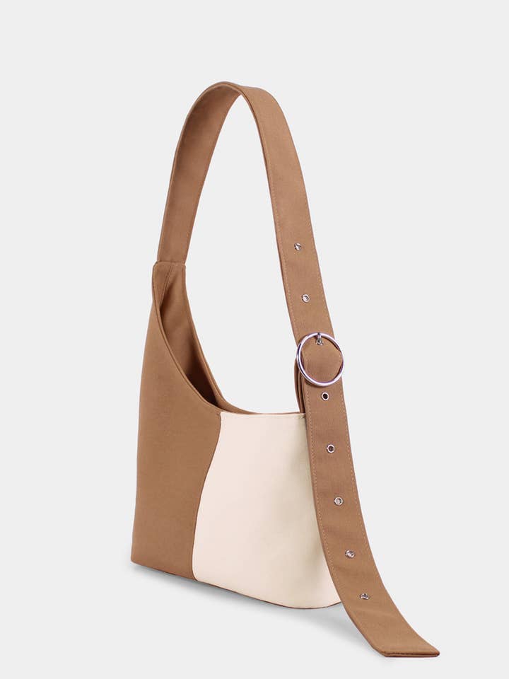 Tweekleurige asymmetrische tas - Simona voor wholesale door Reliée Studio