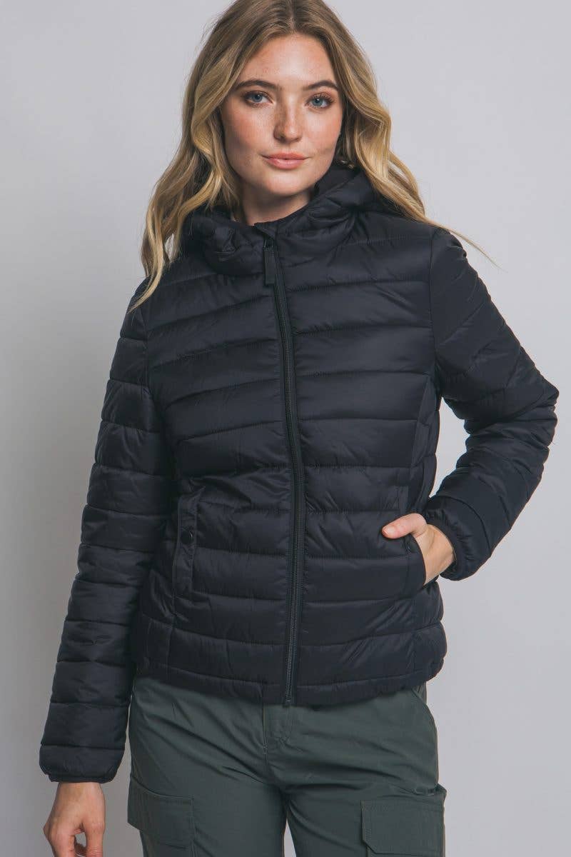 Vanilla Monkey - Wholesale Puffer Jacket - Women's - Hooded Light Puffer Jacket0