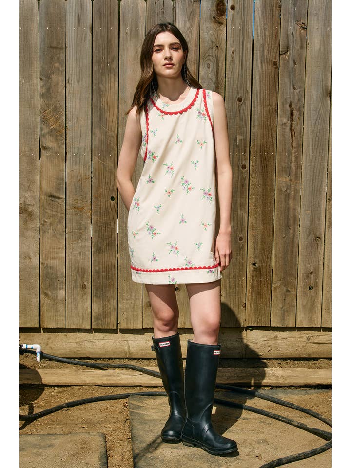 CRÈME PROFONDE Robe droite brodée - RD1186 en vente sur Faire2