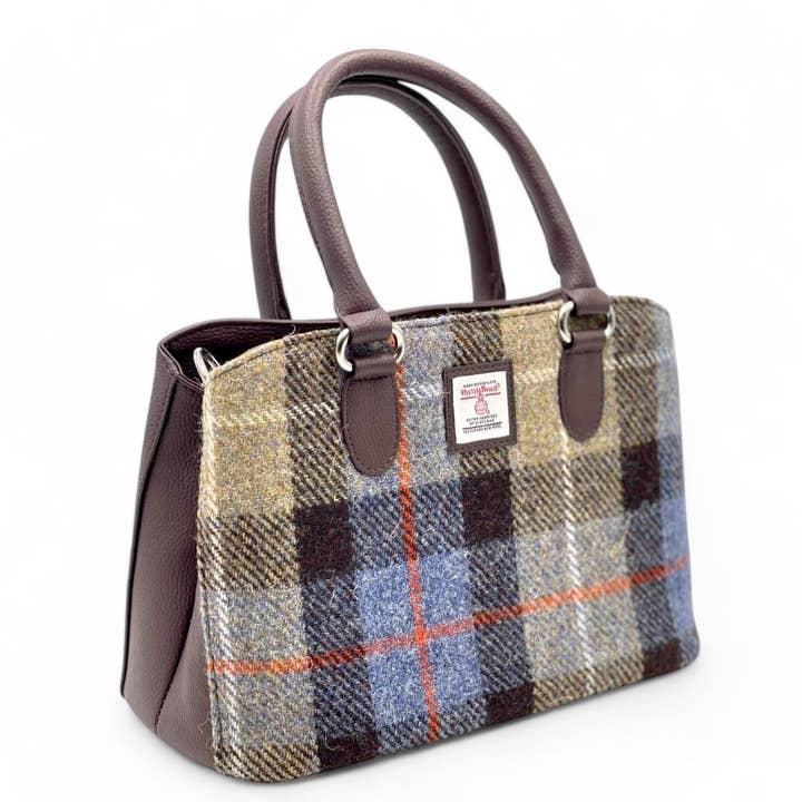 maccessori – wholesale Top handle bag – women's – Harris Tweed Top Handle Bag Blue Brown Check
