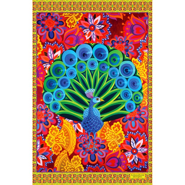 'Peacock' tea towel for wholesale by Tattersfield Designs