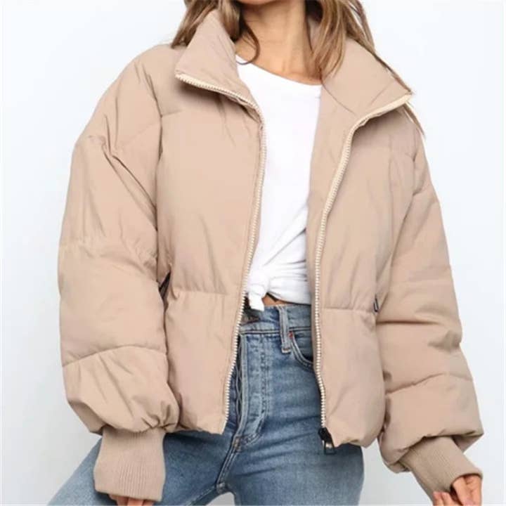 safistyle - Wholesale Puffer Jacket - Women's - Cropped Puffer Jacket with Zip Closure1