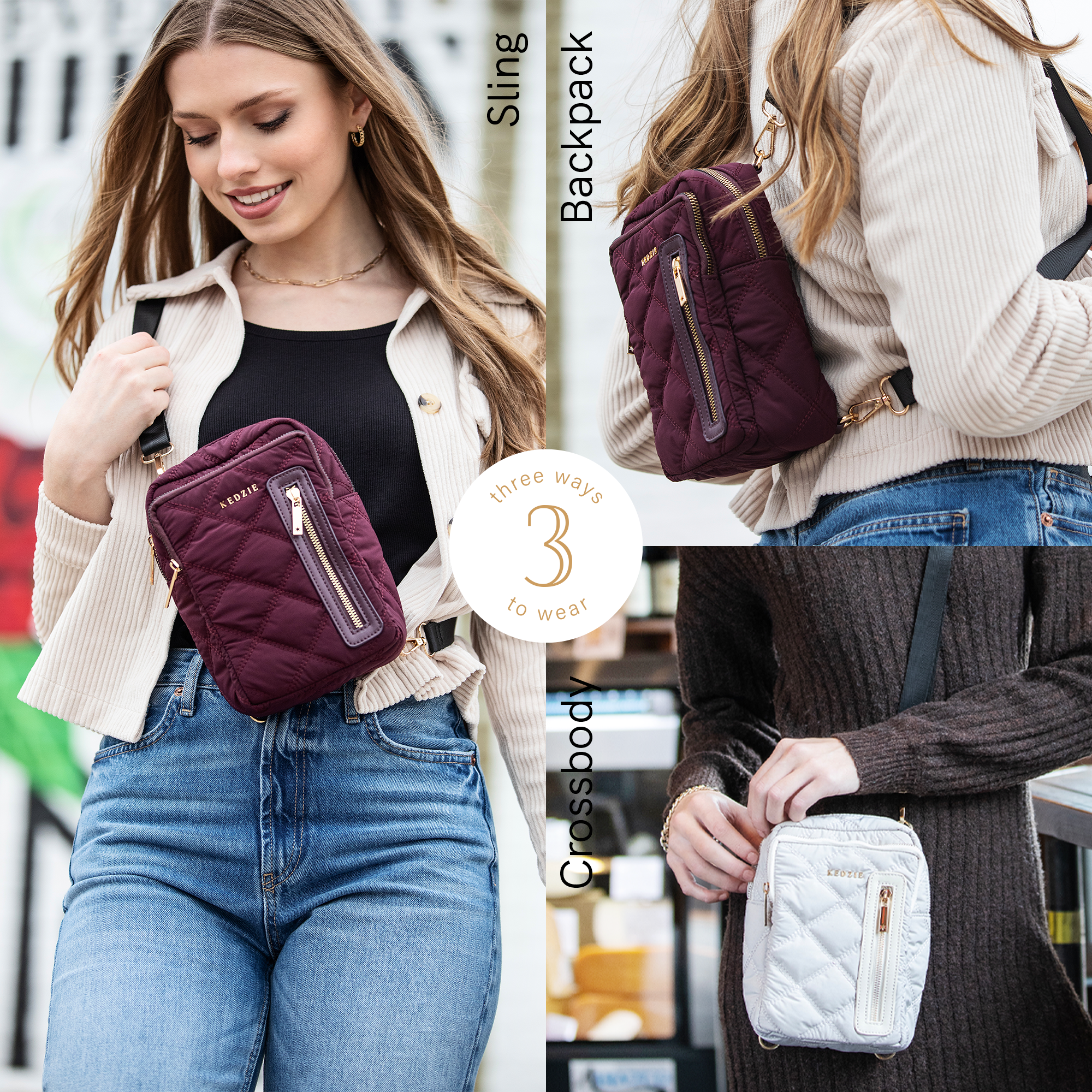 DM Merchandising - Vente Sac à bandoulière – femme - Écharpe convertible Kedzie Cloud 9 En stock7